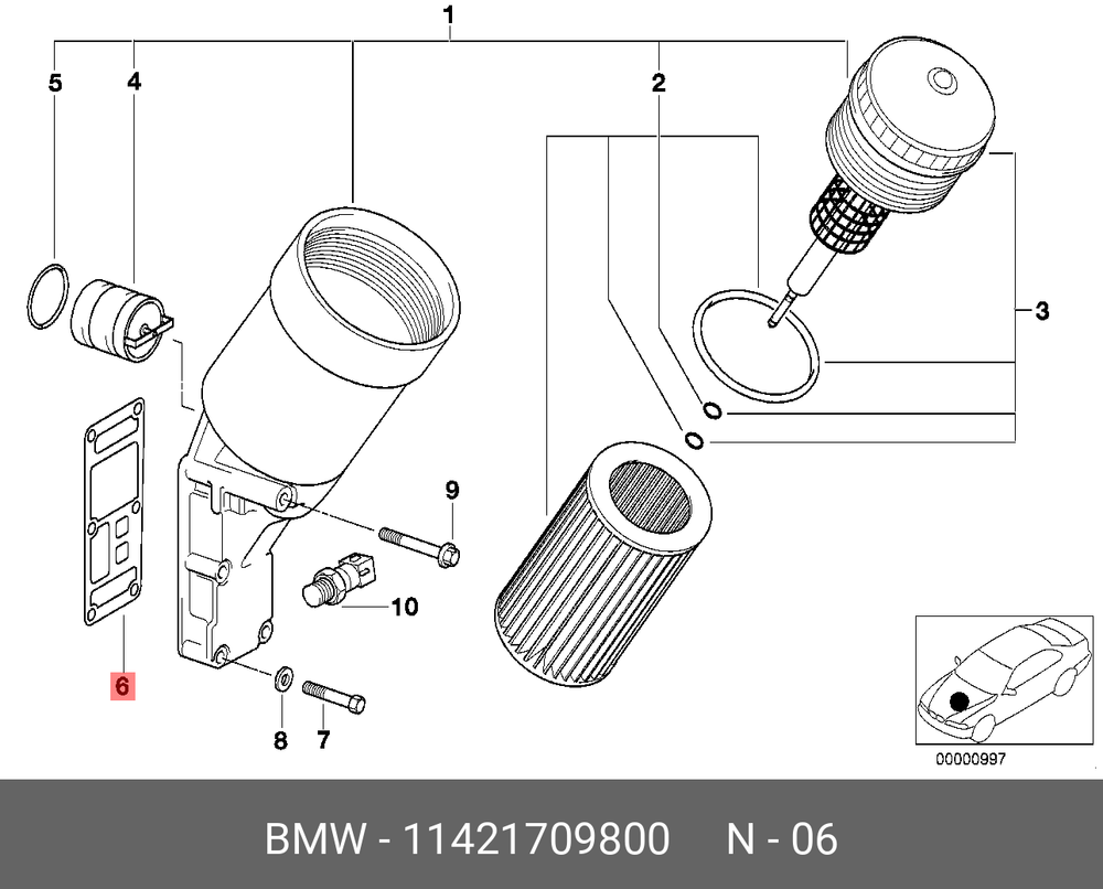 BMW E30 Прокладка блока фильтра масляного  M40 VICTOR REINZ/ ELRING