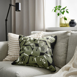 IKEA UNDERBLOMMA  (ИКЕА УНДЕРБЛОММА)  -  Чехол на подушку - чёрный/серо-зелёный 50х50 см