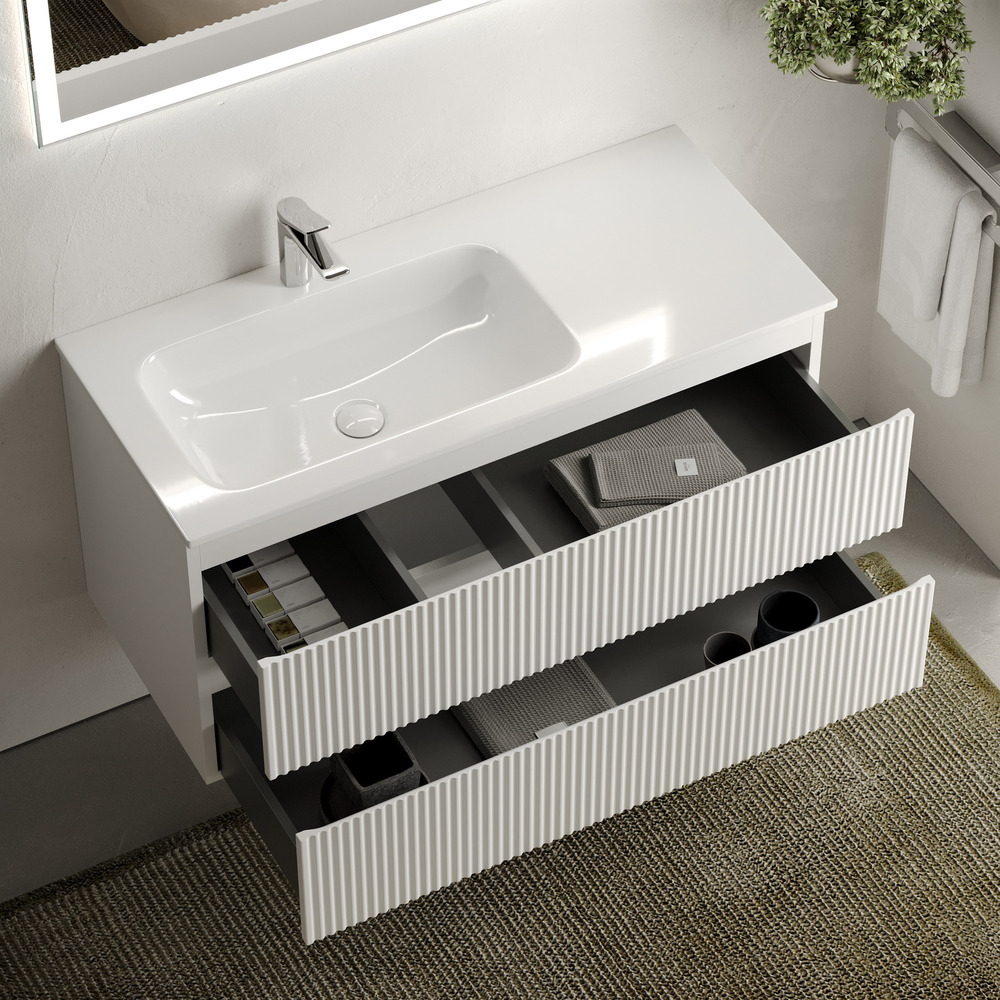 Тумба подвесная под раковину Sancos Snob R левая, Bianco 995х445х500, арт. SNR100LW
