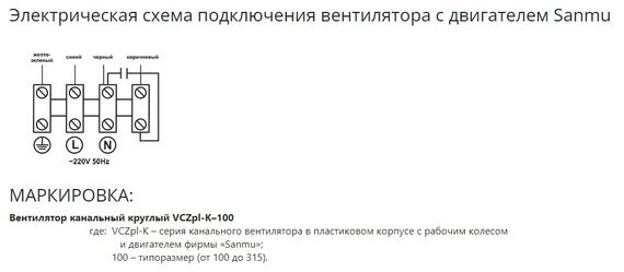 Вентилятор канальный Ровен VCZpl-K-200 в пластиковом корпусе (Колесо и двигатель с внешним ротором Sanmu)
