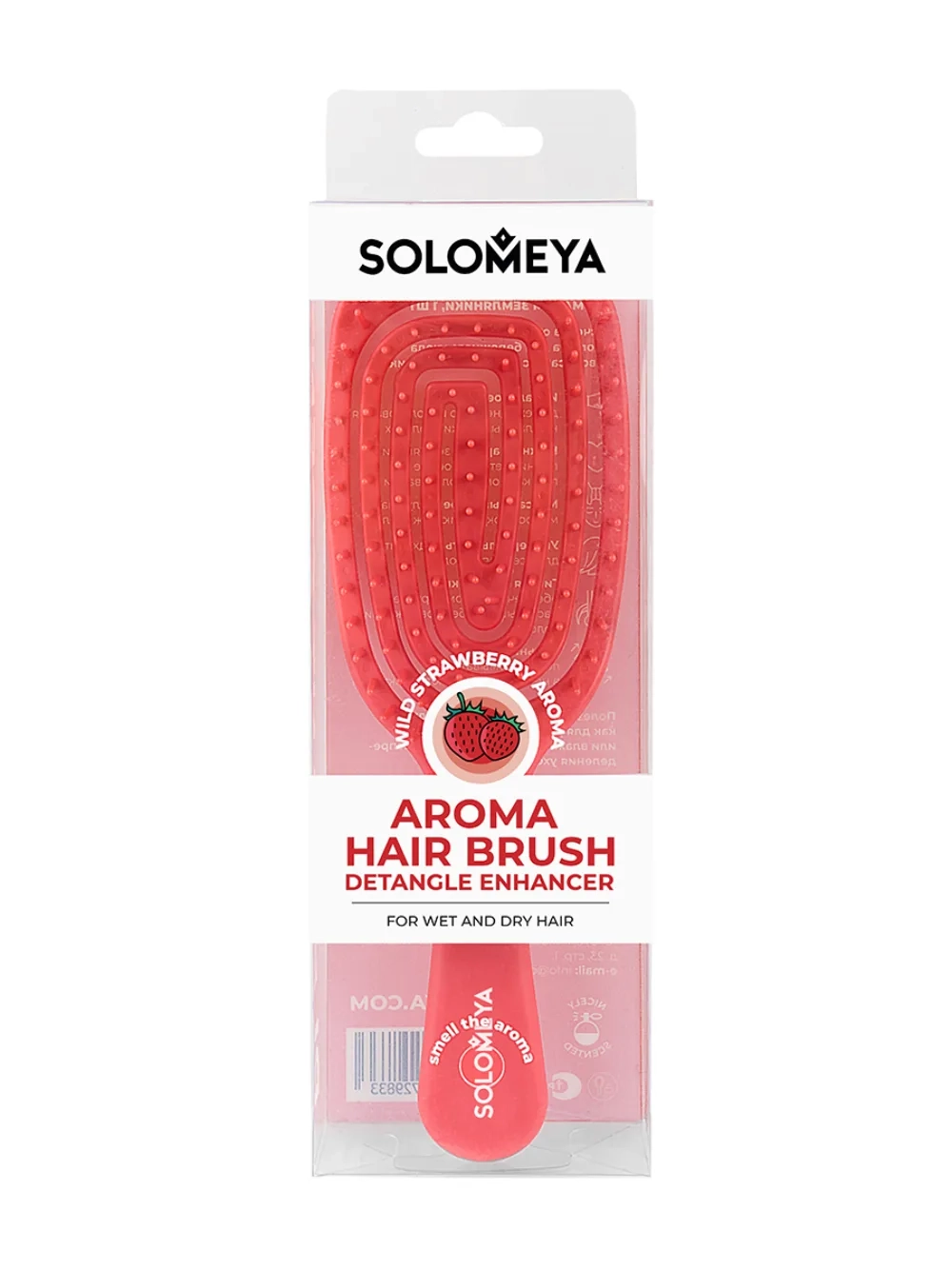 Расческа для сухих и влажных волос с ароматом земляники SOLOMEYA Detangler Enhancer Wild Strawberry