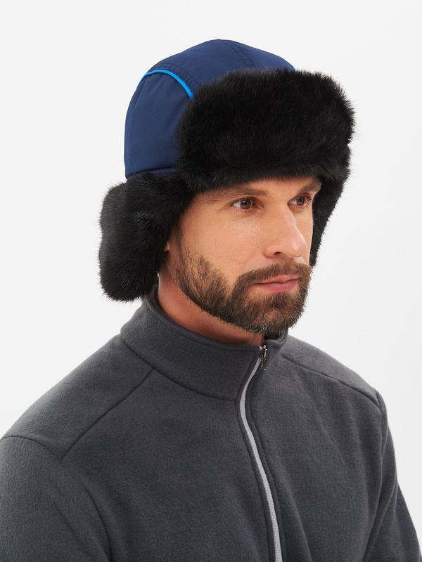 Шапка ушанка зимняя Yakutia цвет Тёмно-синий ткань Galaxy Breathable иск. мех Норка