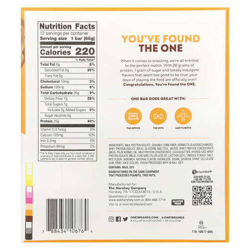 One Brands, Protein Bar, пончик в кленовой глазури, 12 батончиков, 60 г (2,12 унции)
