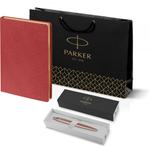 Подарочный набор: Jotter XL SE20 Monochrome в подарочной упаковке, цвет: Pink Gold, стержень Mblue и Ежедневник недатированный красный