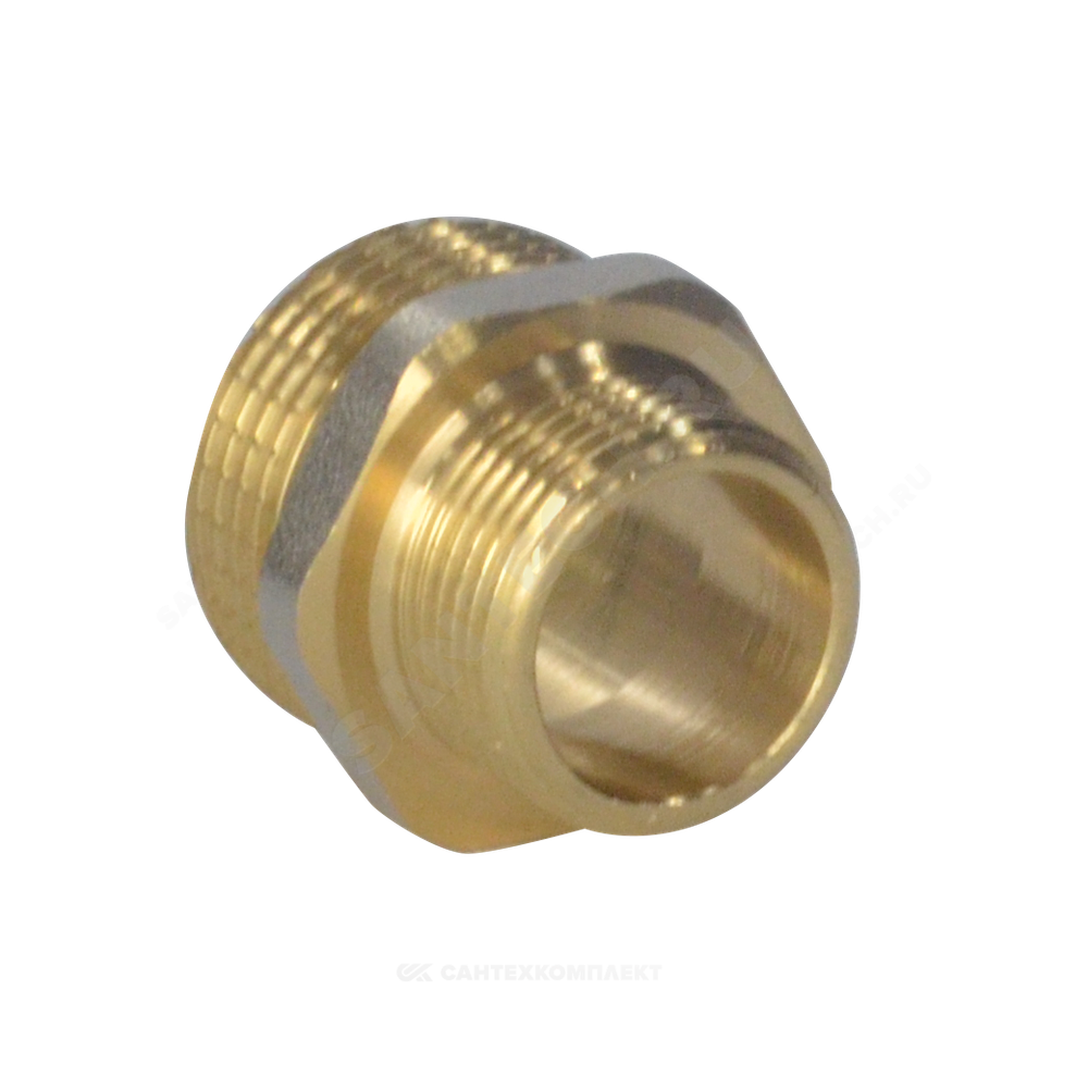 Ниппель латунь никель переходной Ду 25х20 (1"х3/4") НР 9023 ГОСТ 32585-2013 Aquasfera 9023-05