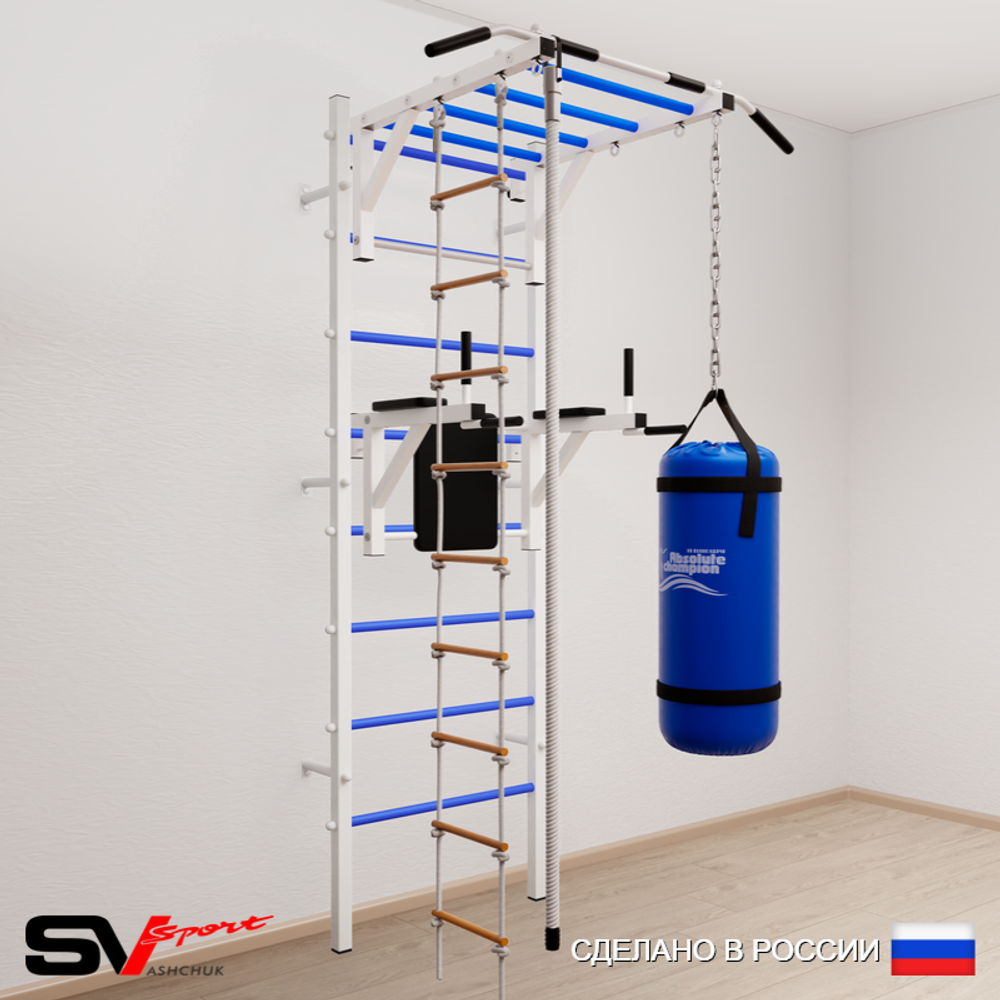 Шведская стенка Sv Sport усиленная 6451 (Турник рукоход/Брусья/Канат/Лестница/Цепь/Мешок 15кг)