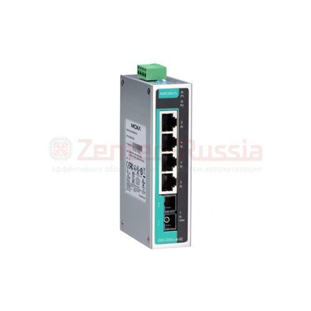 MOXA EDS-205A-S-SC промышленный неуправляемый Ethernet коммутатор, 4 порта 10/100 BaseT(X) (разъем RJ45), 1 порт 100 BaseFX (SС разъем, до 40 км)