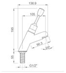Кран с рычагом и таймером для раковины и столешницы латунь NOFER 07400P.S глянцевый