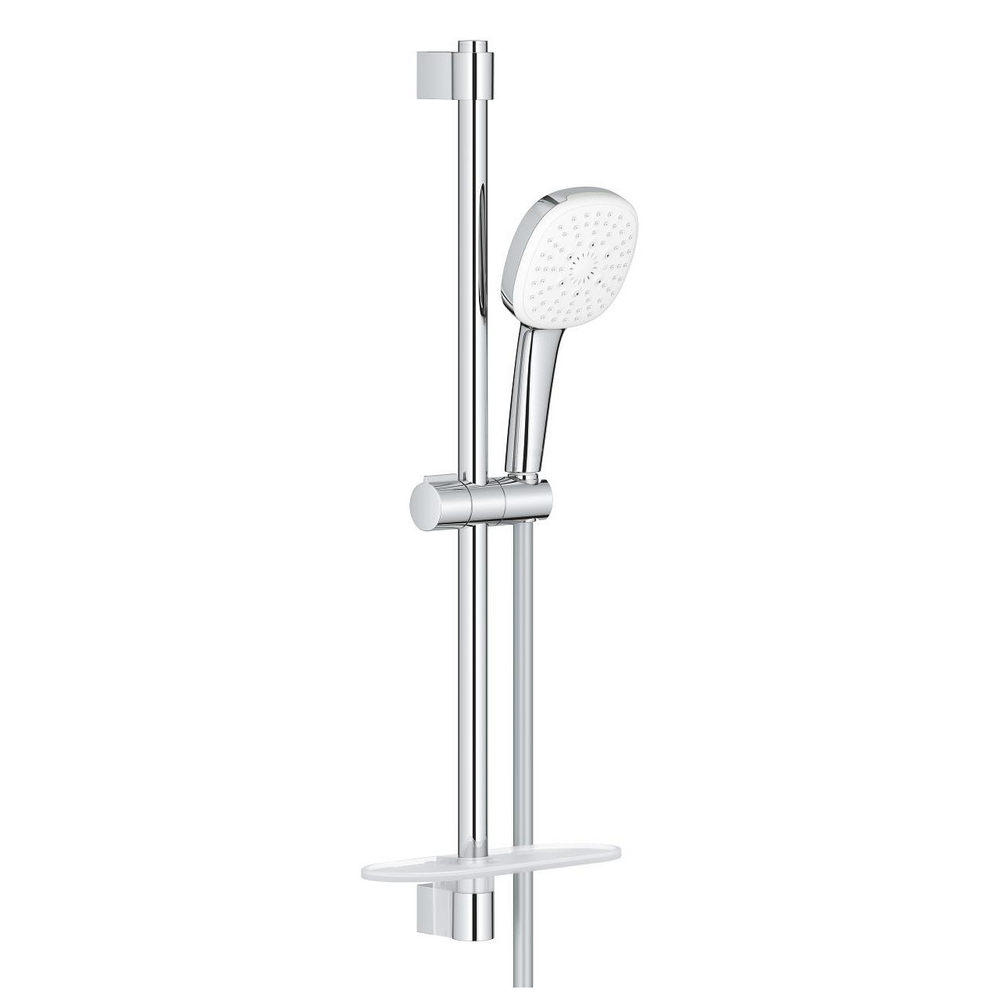 Душевой гарнитур GROHE Tempesta 110 Cube лейка 3 режима, штанга 600 мм, 13,5 л/мин, с полочкой (27929003)