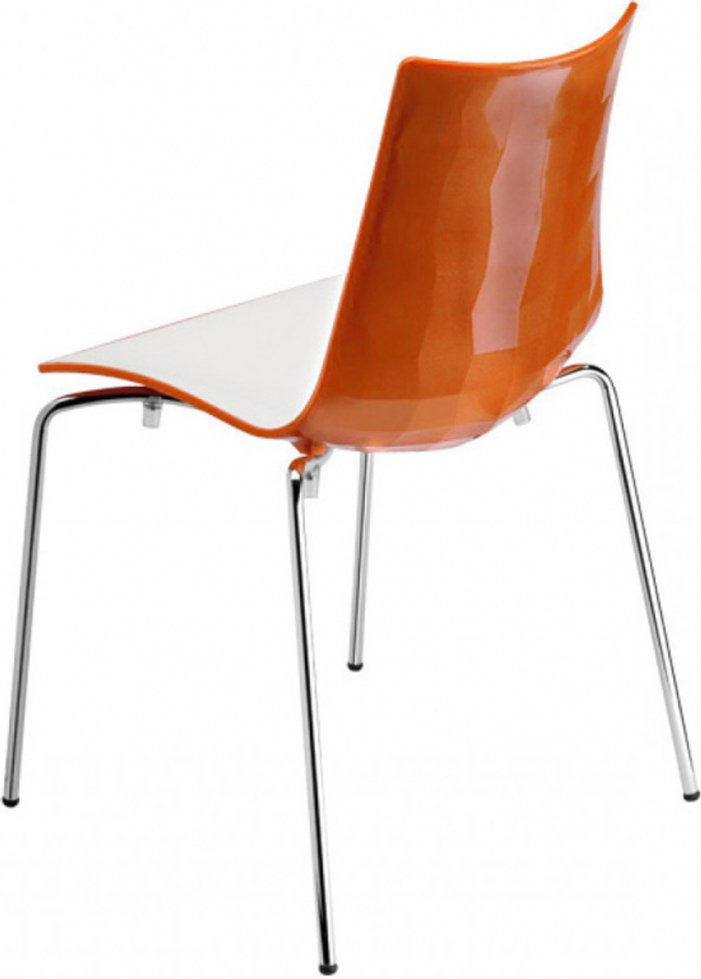 Стул пластиковый, Scab Design Zebra Bicolore 4 legs, хром, белый, оранжевый