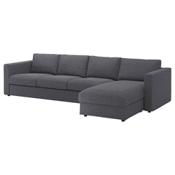 IKEA VIMLE  (ИКЕА ВИМЛЕ)  -  Чехол дивана 4-местного с шезлонгом - Гуннаред средне-серый
