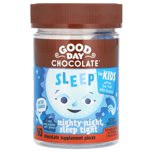 Good Day Chocolate, для сна, для детей, с шоколадом, 1 мг, 50 шт.
