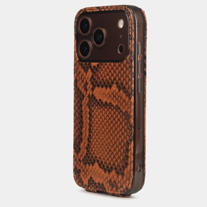 Чехол для iPhone 17 Pro Max - кожа питона, коньяк