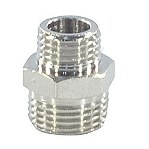 Ниппель латунь никель переходной Ду 40х20 (1 1/2"х3/4") НР VALFEX VF.580.N.112.034