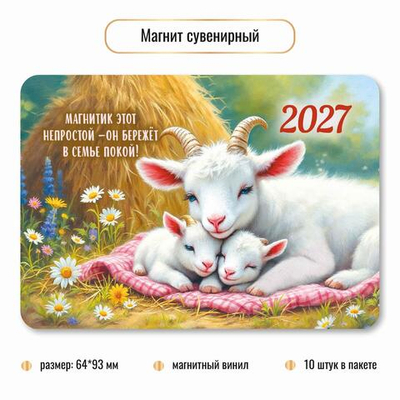 Магнит сувенирный 2027 "Символ года" 10408 (Квадра)
