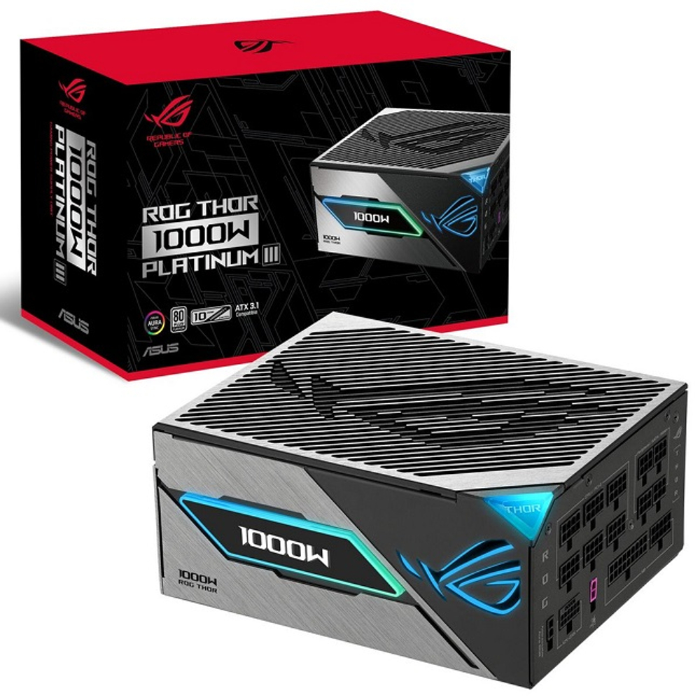 Блок питания ASUS 1000W ROG-THOR-1000P3-GAMING, модульный, ARGB, 16 Pin PCIe 5.0, 80 PLUS Platinum (90YE00V3-B0NA00)