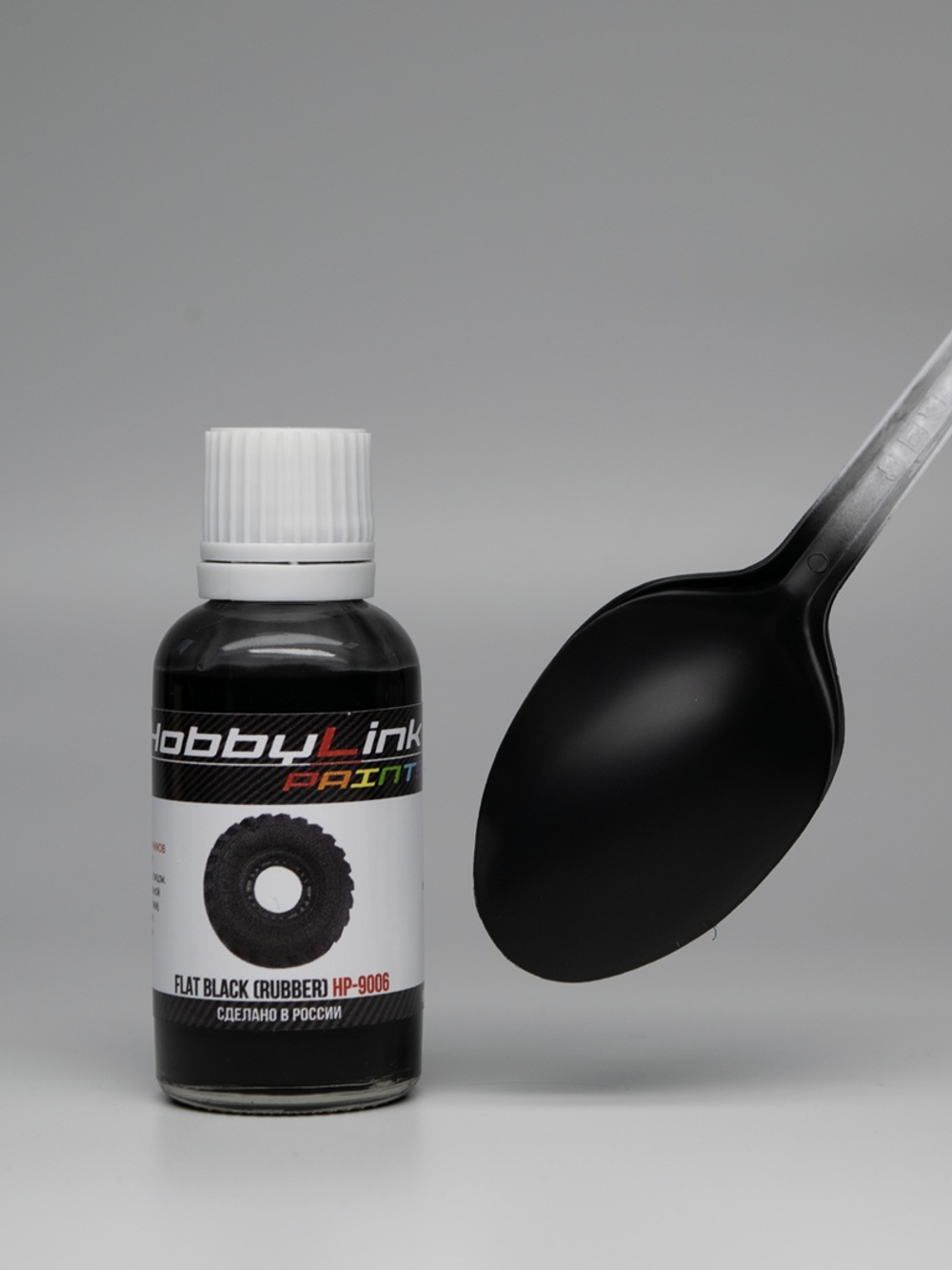 Краска лаковая HobbyLink Flat Black (Rubber) HP-9006