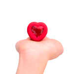 Красный анальный плаг с кристаллом-сердцем 10,5см b-Vibe Vibrating Heart Shape Jewel Plug M-L BV-051-RED