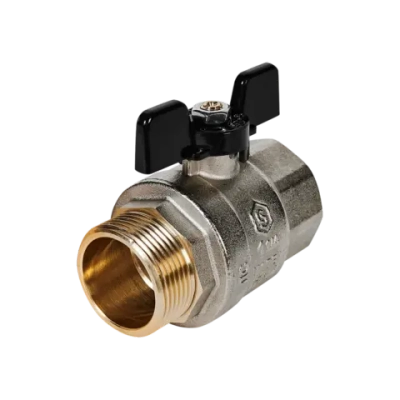 Кран шаровой полнопроходной STOUT - 1"1/4 (НР/ВР, PN40, Tmax 150°C, ручка-бабочка черная)