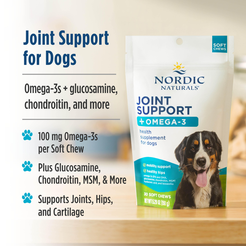 Nordic Naturals, добавка для поддержки суставов с омега-3, для собак, костный бульон, 30 жевательных таблеток, 150 г (5,29 унции)