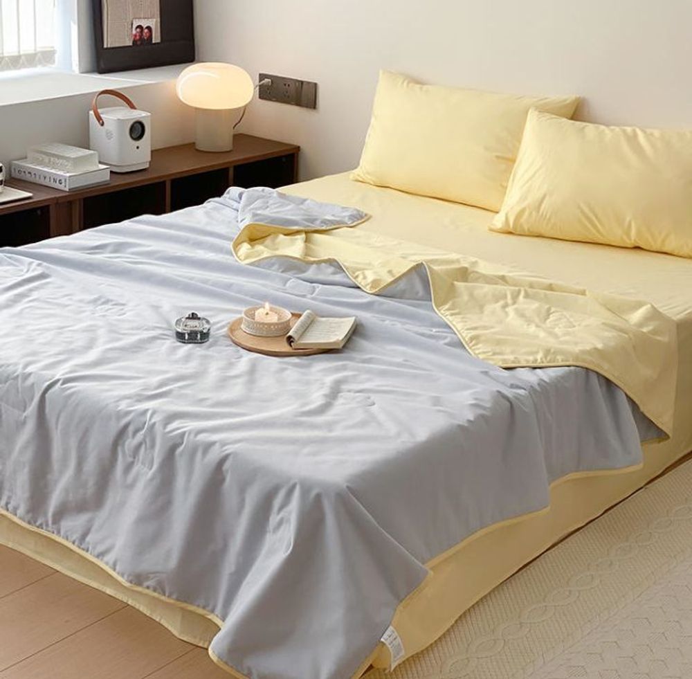 ZEPHYR HOME КПБ Полуторка с одеялом, серый с желтым