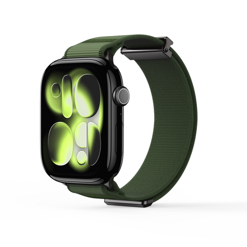 Ремешок зеленого цвета с магнитной фиксацией для смарт часов Apple Watch размером 42, 44, 45, 46, 49MM, серия Strap (YM Series) от Dux Ducis