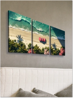 Картина Красная машина модульная 50x70см 3шт.