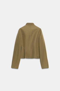 ZARA ПРИТАЛЕННАЯ КУРТКА С БАСКОЙ, ХАКИ