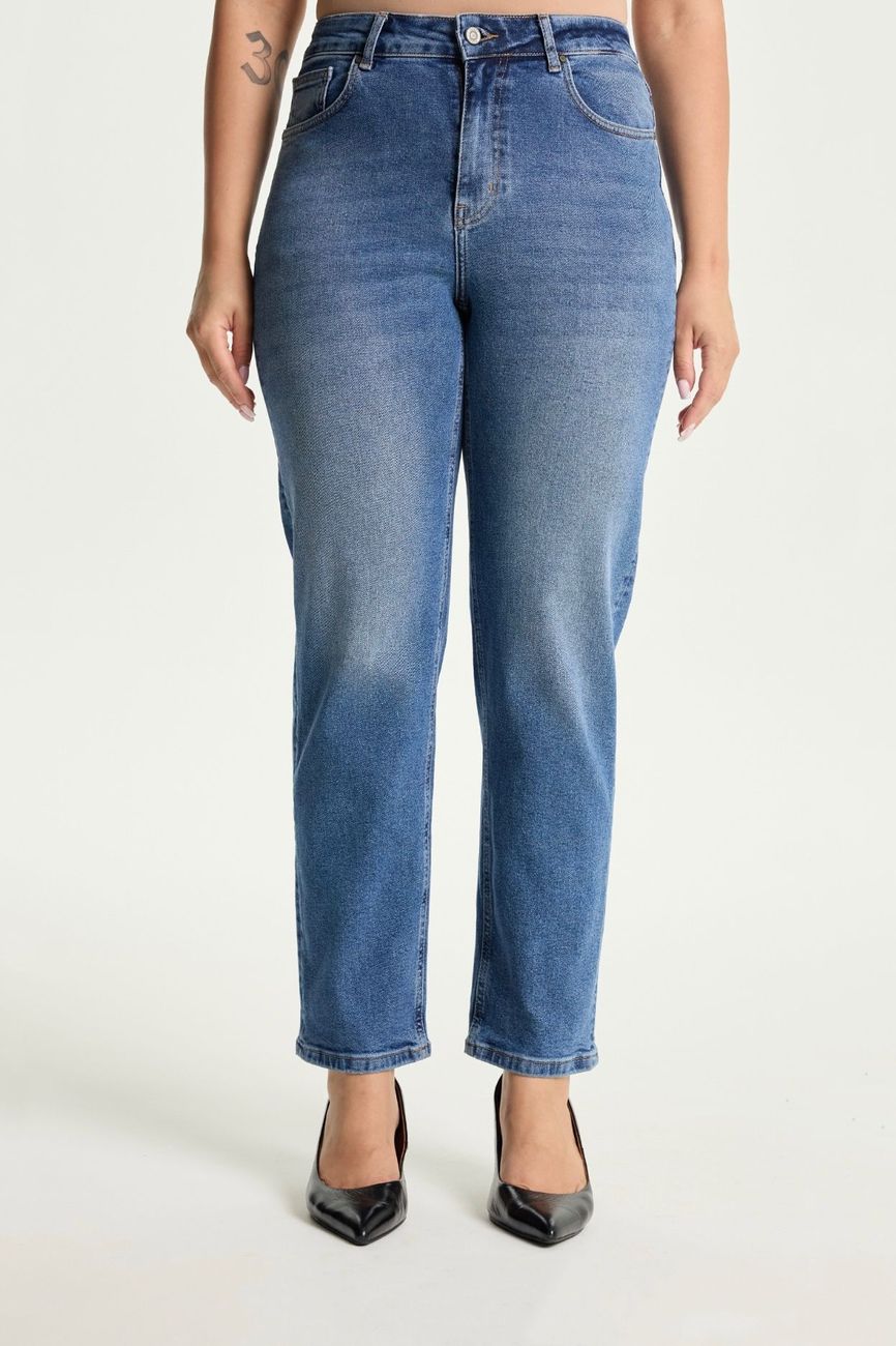 Джинсы Mom fit, синий