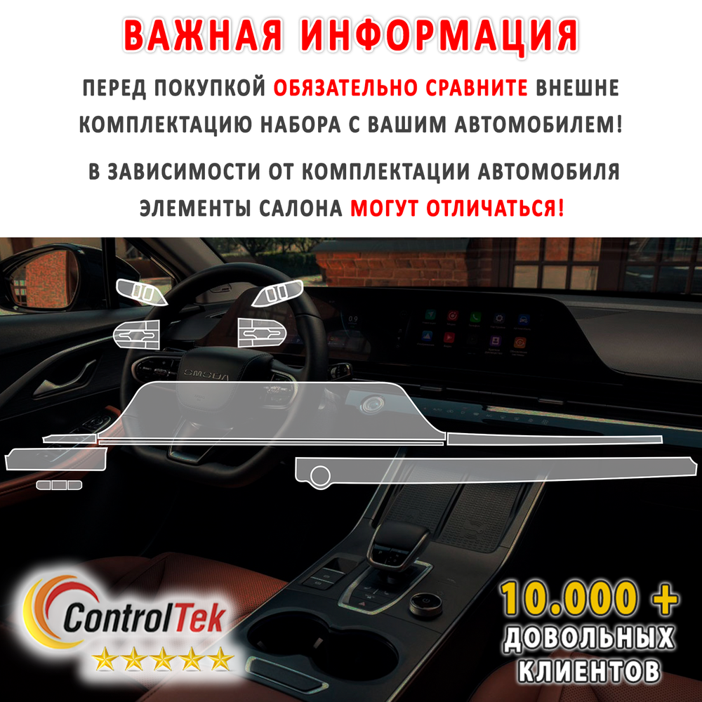 OMODA C5 (2022) - комплект защитных матовых пленок 3 в 1. Пленка защитная ControlTek HYBRID со слоем TOP COAT. Толщина: 6 mil. (175 мкм.)