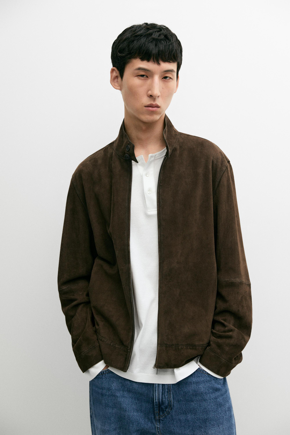 Massimo Dutti Куртка из замшевой кожи, шоколадный