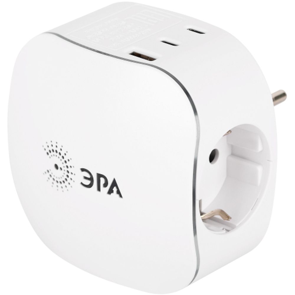 Разветвитель электрический ЭРА SP-3e-3USBAC-W на 3 розетки + 3 USB A+C с заземлением со шторками 16А белый | Электротовары