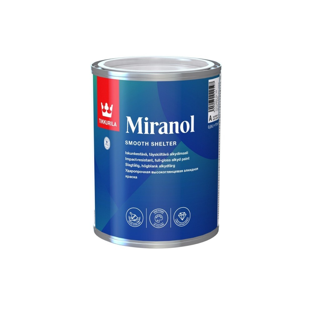 Tikkurila Miranol Эмаль тиксотропная универсальная для наружных и внутренних работ "БазаС" Высокоглянцевая 0,9L