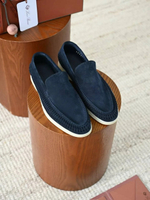 Темно-синие лоферы Loro Piana Summer Walk с плетением по периметру