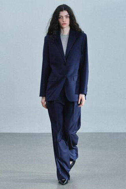 ZARA БРЮКИ С ЗАЩИПАМИ ИЗ СМЕСОВОЙ ШЕРСТИ — ZW COLLECTION, МОРСКОЙ СИНИЙ