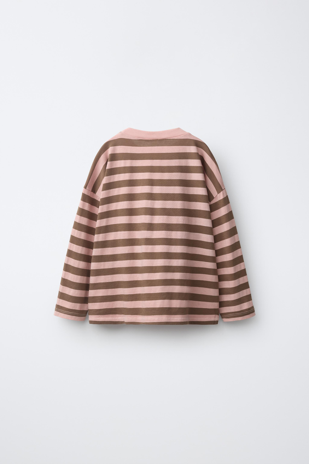 ZARA ФУТБОЛКА В ПОЛОСКУ, ЦВЕТ РОЗОВОГО ДЕРЕВА