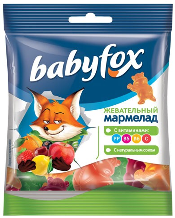 Мармелад жевательный Babyfox бегемоты 30 г пак.