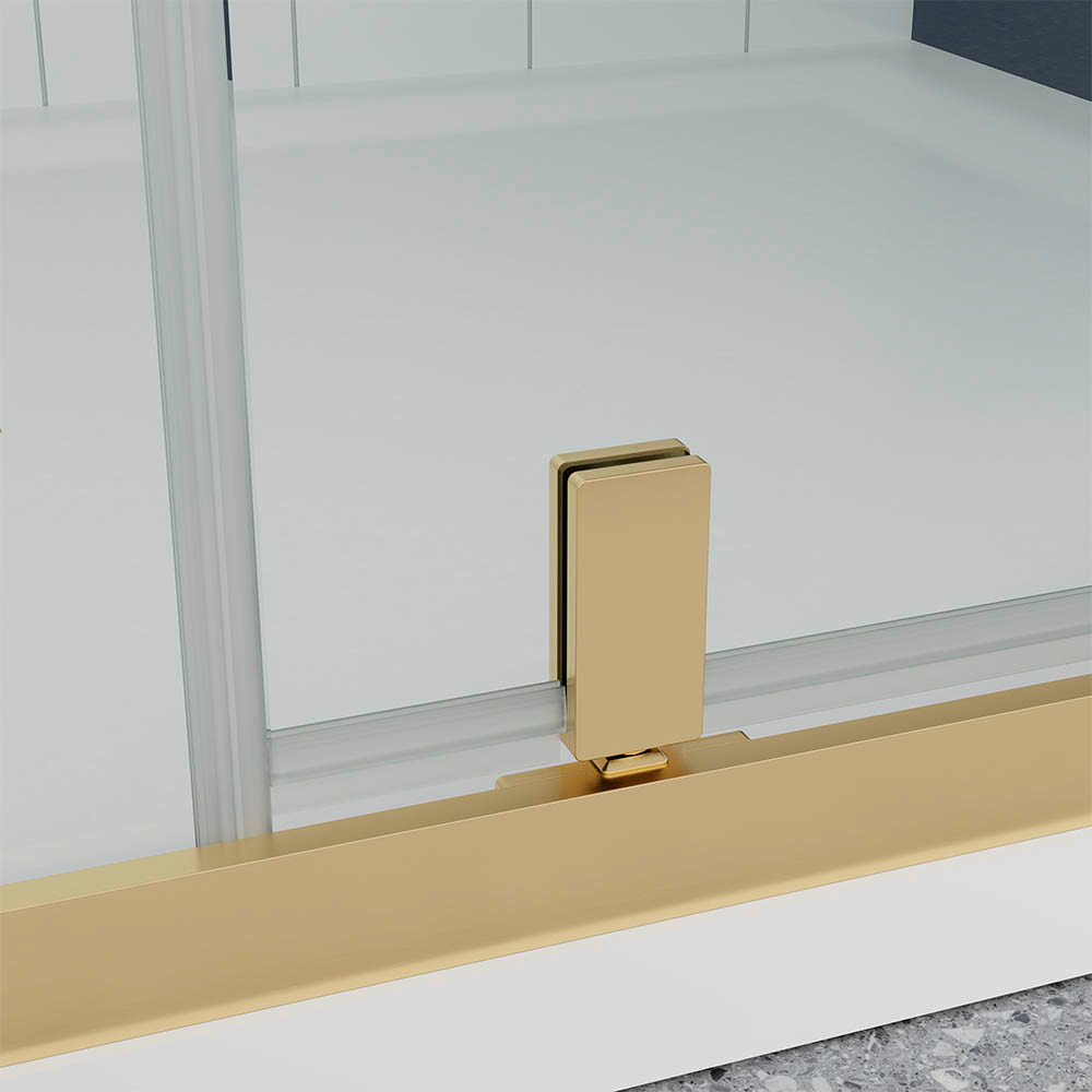 Душевая дверь Veconi Ottimo P20 G, 1000x1900, золото брашинг, стекло прозрачное