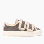 Замшевые кеды INUIKII Shearling Low Velcro Grey на меху