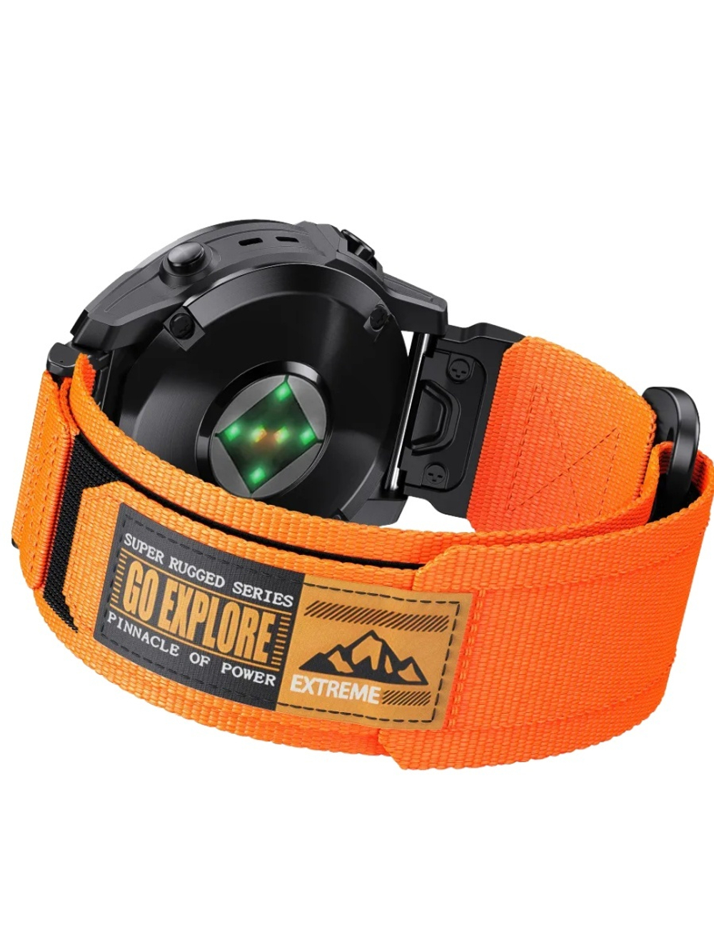 Нейлоновый ремешок 22 мм для Garmin (циферблат 47 мм) QuickFit на липучке (Оранжевый)