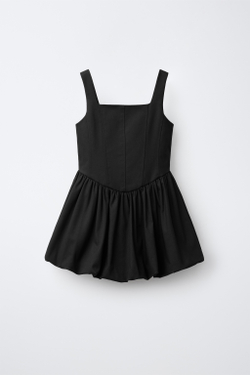 ZARA ПЛАТЬЕ С ЮБКОЙ-БАЛЛОНОМ, АНТРАЦИТОВО-СЕРЫЙ