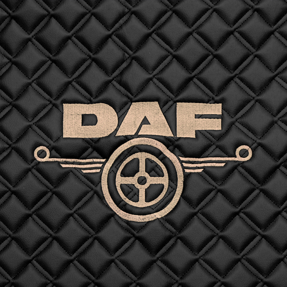 Ковры Daf XF-105 с 2006 года (механика) (экокожа, черный, бежевый кант, бежевая вышивка)