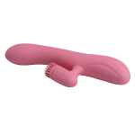 Розовый вибратор-кролик с клиторальной щеточкой 20,5см Pretty Love Chris BW-067002-1