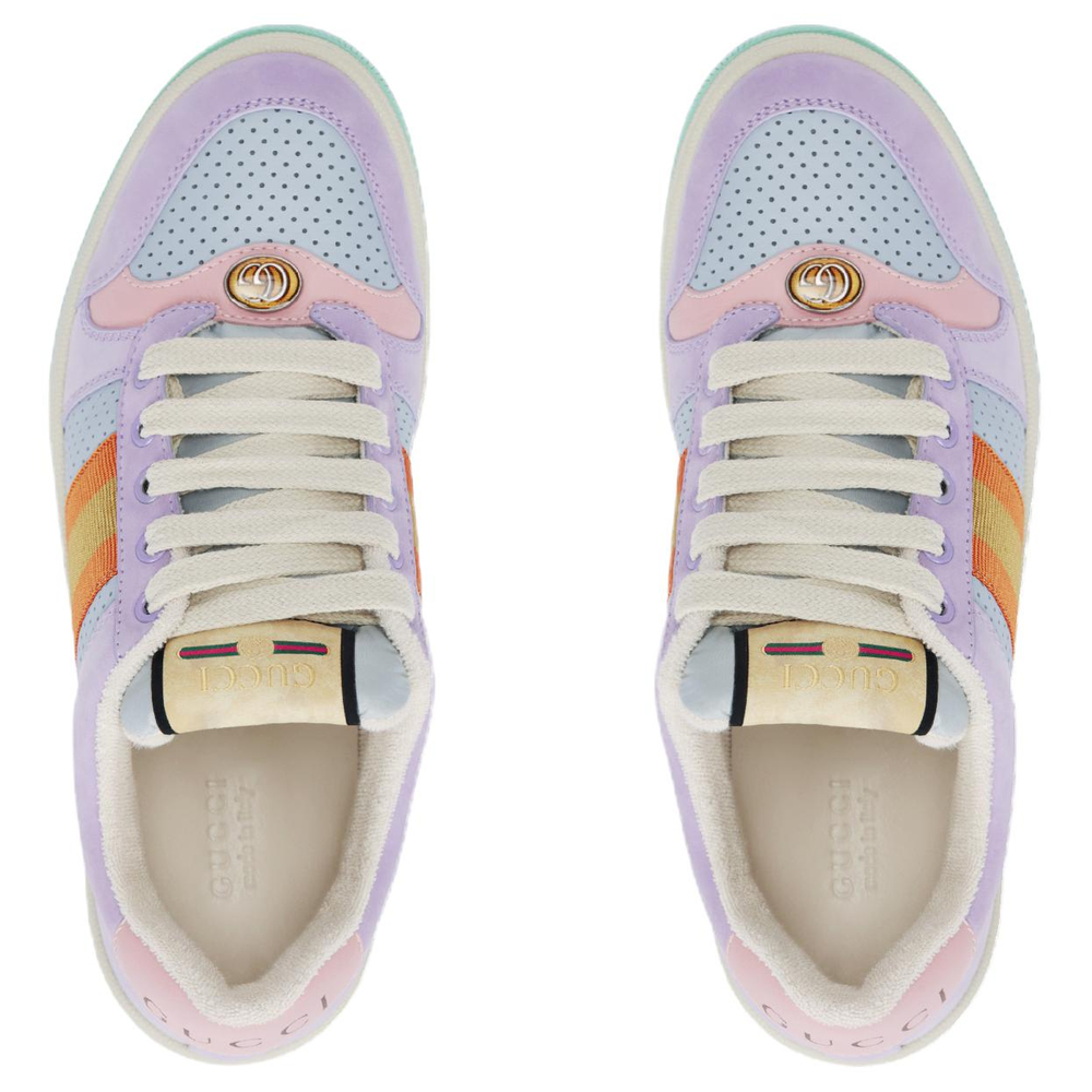 GUCCI Screener Lovelight Leather Distressed Shoes Low top Stylish Skateboarding Shoes Women"s Purple Blue Orange