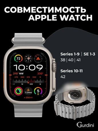 Ремешок Ocean band для Apple Watch 38/40/41 mm Gray