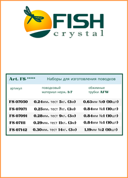 Набор поводкового материала Fish Crystal AFW 1х7 0,29мм-11кг  ( 5 упаковок )