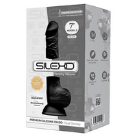Черный фаллоимитатор 17,5см на присоске с мошенкой SilexD Premium Silicone Dildo 7" Model 3