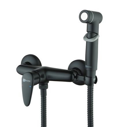 LM3318BL PRAMEN Смеситель настенный с гигиеническим душем, черный