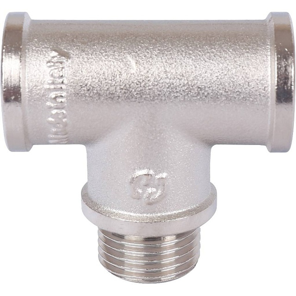 Тройник с внутренней и наружной резьбой STOUT SFT 0065 - 1/2" (ВР/НР/ВР, латунь никелированная)