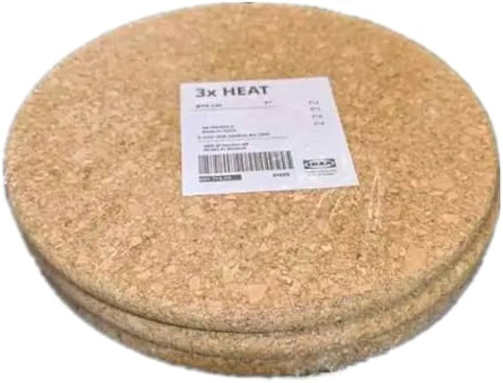 IKEA набор подставок под горячее HEAT, пробка, в упаковке 3 подставки, 19 см (из Финляндии)